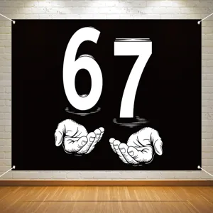 Sfondo Fotografico Arazzo Stile Fumetto Minimalista Numero 67 Stampa Mani Tessuto In Poliestere Da Parete Per Decorazione Festa Di Compleanno