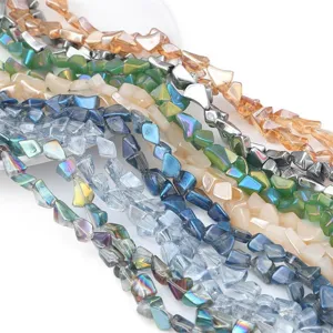 Close-up of colorful irregular crushed glass beads for DIY jewelry making and nail art
