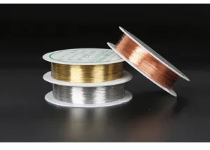 Close-up of three colors copper wire spools for DIY jewelry and handicraft making
