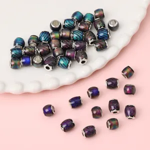 Close-up of galaxy pattern color-changing resin beads with silver alloy 4mm large holes