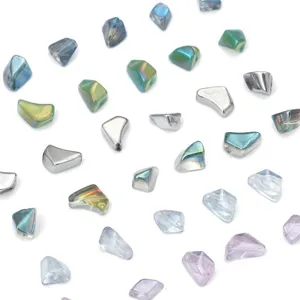 Detailed view of colorful irregular glass crushed stones for DIY jewelry and nail art