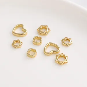 Hollow Copper Hexagram Plum Blossom Heart Spacer Beads For DIY Jewelry Making Bracelet Necklace Material Gold Plated Spacer Rings