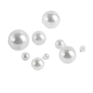 Multiple sizes of white ABS acrylic pearl loose beads for DIY jewelry making projects