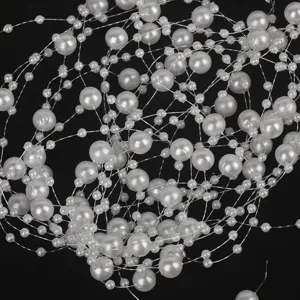 Catena di Perle Artificiali in ABS Doppia Linea Filo di Perle Mezza Tonda per Abito da Sposa Fai da Te Creazione Gioielli Artigianato Decorazione
