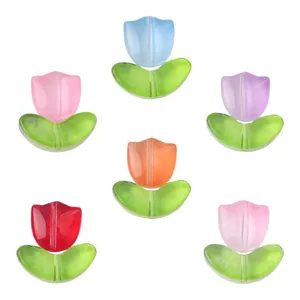 Bunte lichtdurchlässige Tulpenblüten- und Blattperlen für DIY-Schmuckzubehör Handwerk