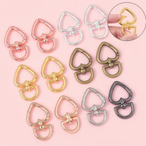 Fermoir à Ressort en Alliage en Forme de Coeur Porte-clés à Boucle de Chien Rotatif DIY Bijoux Connecteur de Coeur en Métal Accessoires de Sac