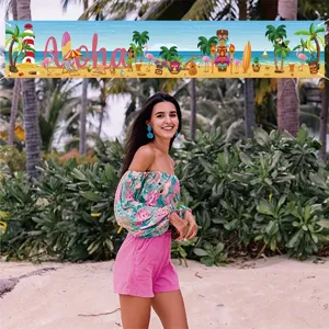 Banner spiaggia Hawaii Aloha per decorazioni per feste tropicali