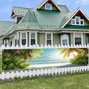 Pancarta Decorativa de Tema de Playa de Verano Fondo de Fiesta con Estampado de Palmeras de Coco Tropicales Bandera de Valla de Jardín al Aire Libre
