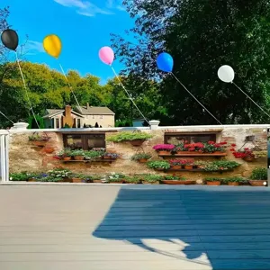Vintage Grünpflanze Topfblume Garten Banner Außenhof Zaun Dekoration Polyester Pongee Hintergrund Flagge