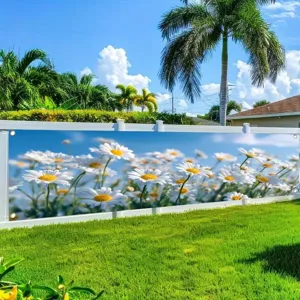 Frische Gänseblümchen-Gartenzaun-Banner für Frühlings-Party-Dekoration im Freien