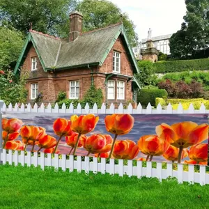 Vibrant orange tulip print banner for spring party atmosphere and garden fence decoration