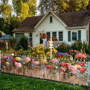 Vintage Holzmaserung Blumen Garten Banner für Outdoor Zaun Dekoration im Hinterhof