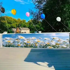 Frisches Gänseblümchen-Gartenparty-Dekorationsbanner für Frühlingsveranstaltungen im Hof.