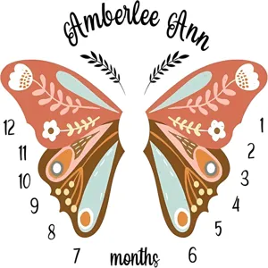 Personalized butterfly baby milestone blanket for newborn monthly growth photo record