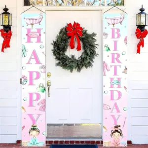 Pancartas de porche Feliz Cumpleaños tema Spa para decoraciones de puertas de fiesta de niñas