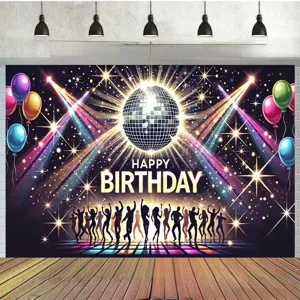 Toile de fond photographie disco rétro pour décorations fête anniversaire étincelant