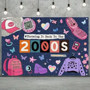 Ζωντανό Y2K 2000s ρετρό φόντο φωτογραφίας για διακοσμήσεις πάρτι γενεθλίων.