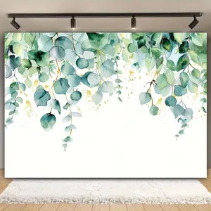 Sfondo fotografico professionale con foglie di eucalipto per decorazione festa di compleanno
