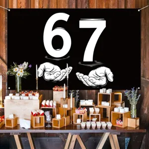 Banner minimalista bianco e nero per il 67° compleanno, decorazione festa
