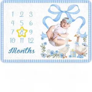 Baby Meilenstein Decke Neugeborenen Fotografie Requisiten Monatliche Wachstumsrekord Matte Süße Ente Blumenmuster Weiche Babydecke