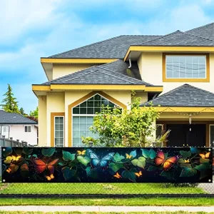 Dreamy butterfly and green vine garden banner for spring party decoration