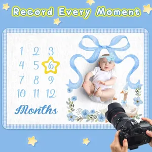 Baby-Meilensteindecke mit süßem Gans-Motiv und Monatsanzeige für die Fotografie