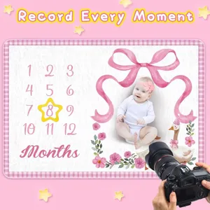 Süße Baby-Meilensteindecke mit Schwan und rosa Schleife für monatliche Wachstumsfotos