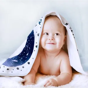 Couverture étape pour bébé avec motifs d'étoiles et de lune pour photos commémoratives