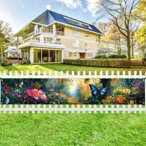Lentebanner voor de tuin met vlinder- en bloemenprint voor binnenplaatsdecoratie