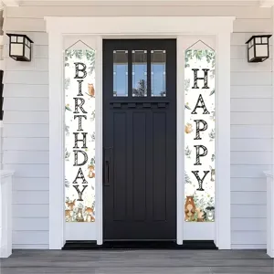 Waldtier-Thema Happy Birthday Türbanner für festliche Kindergeburtstag Dekoration