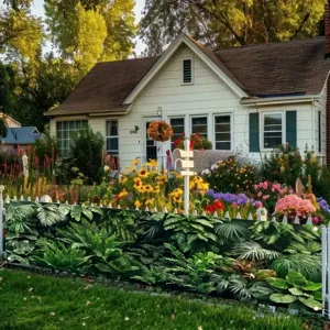 Outdoor-Banner mit tropischem Regenwald und Palmblättern für die Garten- und Zaundekoration.