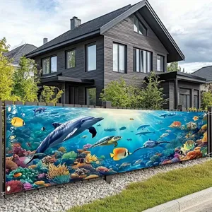 Farbenfrohes Banner mit Unterwasserwelt-Thema und Meerestieren für die Party-Dekoration
