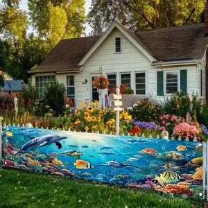 Outdoor Unterwasserwelt-Banner mit Delfinen und Meerestieren für Partydekoration