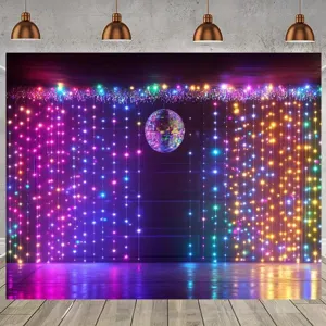 Sfondo fotografico disco retrò con luci LED colorate per decorazione di feste e foto