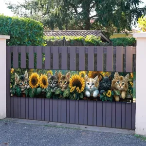 Decorative sunflower and kittens garden fence banner for beautiful outdoor yard decoration