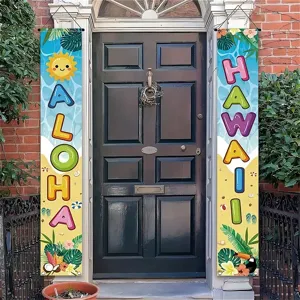 Bannières de porte ALOHA HAWAII colorées pour décorations de fête de plage hawaïenne