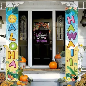 Bannières de porte colorées thème Hawaï avec texte Aloha et Hawaii pour fête d'été
