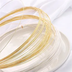 Macro view of 14K gold and silver-plated copper craft wire coils for DIY jewelry making material