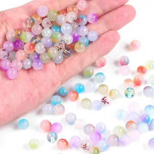 Mixed colorful jelly glass beads with bubble effect for DIY jewelry making