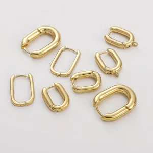 Cierres de Pendientes Ovalados en Forma de U Franceses de Cobre Laminado en Oro de 14K para Bricolaje Accesorios de Joyería