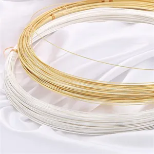 Macro view showing the glossy texture of 14K gold filled and silver jewelry wires