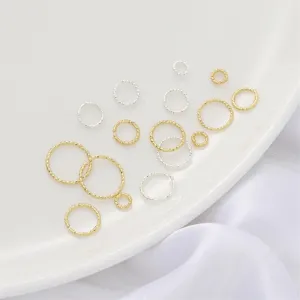 Anillos de Salto Torcidos Llenos de Oro de 14K Anillos de Conexión Roscados Plateados para Accesorios de Joyería DIY