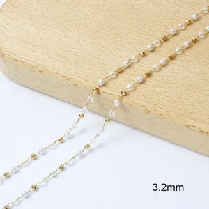 Detailaufnahme einer 18K vergoldeten Perlenkette für DIY-Schmuck, 3,2mm breite Kette.
