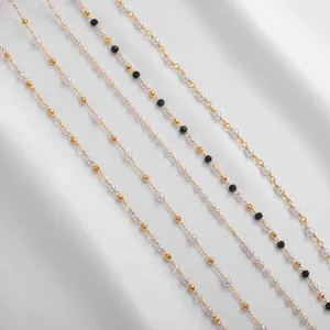 Chaîne en Or Rempli 18K Collier en Perles Artificielles Matériaux pour Bracelet Chaîne d'Extension Faite à la Main pour Bijoux DIY