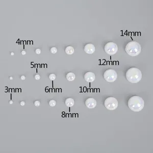 Comparaison détaillée des tailles de perles demi-rondes en ABS à dos plat de 3 mm à 14 mm