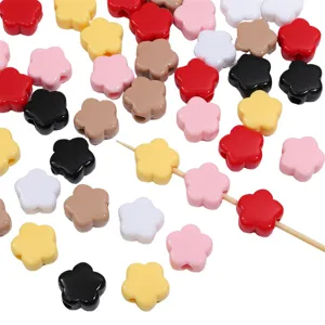 Perles fleurs en acrylique colorées pour projets de création de bijoux DIY faits main