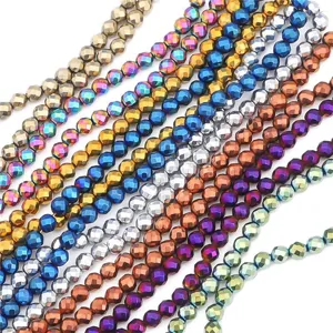 Selection of assorted colorful faceted metallic beads for handmade DIY jewelry crafts