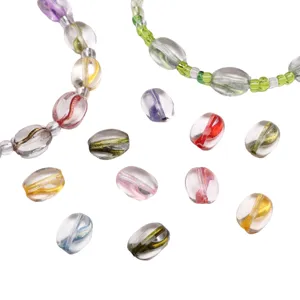 Macro detail of 10x8mm colorful coffee bean glass beads for DIY jewelry making projects