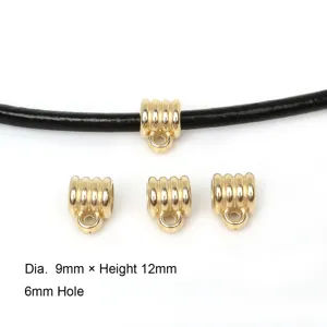 Detailansicht goldener CCB-Schiebeperlen mit 6-mm-Loch und 9-mm-Durchmesser-Spezifikationen