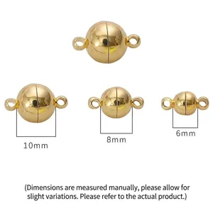Round copper magnetic clasps for DIY jewelry connectors in 6mm, 8mm, and 10mm sizes.